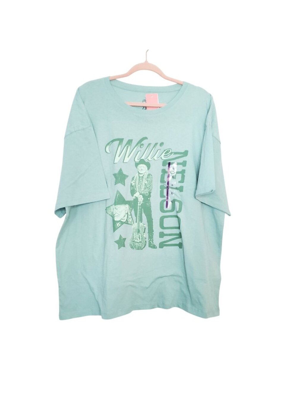 Willie Nelson Graphic T-Shirt Mint Green XL Zion Rootswear 100% Cotton
